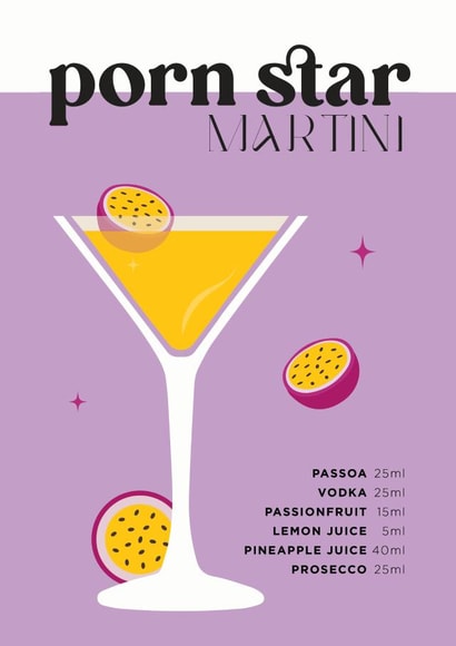 Porn Star Martini Cocktail Recipe created by vickie moore
