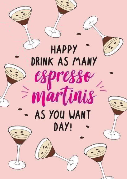 Fun Birthday Card - Espresso Martini - Cocktails created by Lucy Marie Design