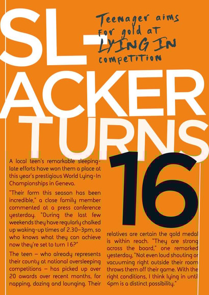 Funny 16th birthday card created by Tess Cards