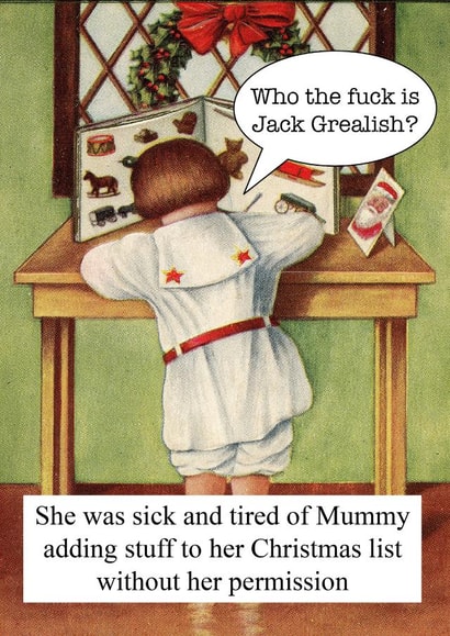 Funny Jack Grealish Christmas Card created by Pack a Punch Designs