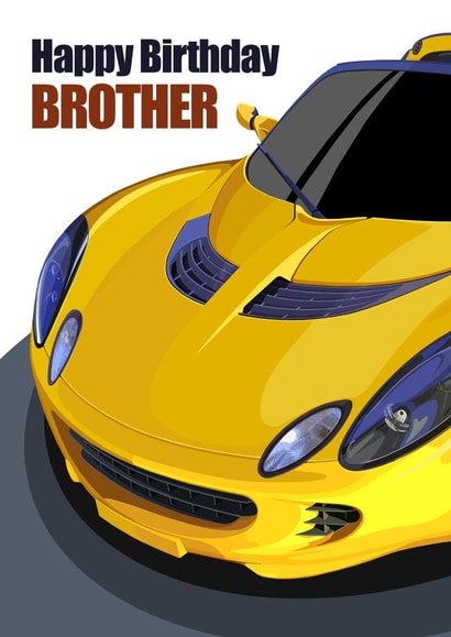 Happy Birthday Brother Yellow Sports Car created by RetroMotion Artwork
