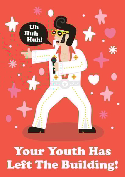Your Youth Has Left the Building Funny Birthday Card created by Studio Boketto