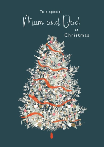 Pretty - Traditional - Parents - To A Special Mum and Dad at Christmas - Festive - Christmas Tree - Christmas Card created by Rebecca Prinn