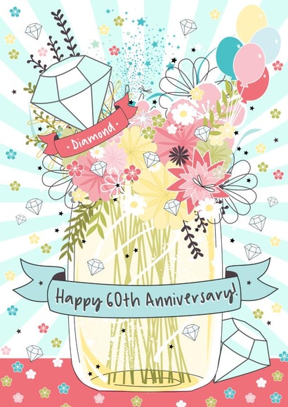 Pretty Diamond Anniversary Card - 60 Years - Happy 60th Anniversary created by Little Silverleaf