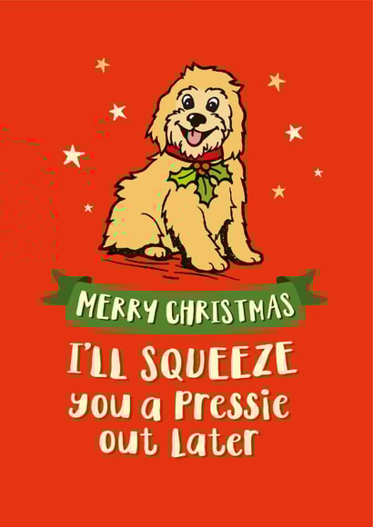 Cute Cockapoo Christmas card for the dog lover created by The Typecast Gallery