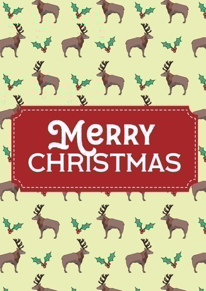 Merry Christmas Deer & Holly created by olliebrownillustration