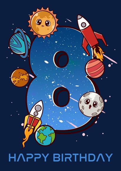 8th Birthday Space Rockets Card created by Love Gifts