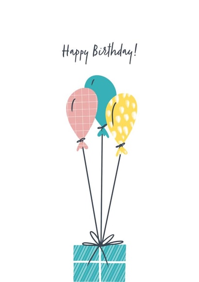 Balloons and present birthday card created by Inky Acorn Designs