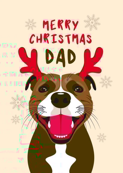 Staffordshire Bull Terrier Christmas Card for Dad created by Diva Doodle Designs
