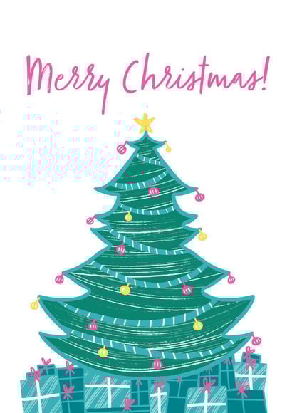Bright Christmas Tree Merry Christmas Card created by Inky Acorn Designs