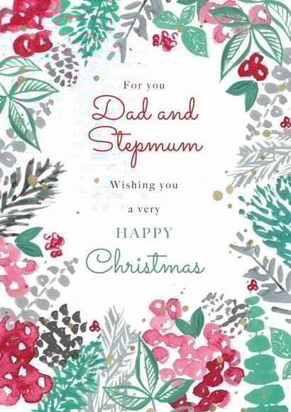 Dad and Stepmum winter foliage Christmas card created by Rebecca Prinn