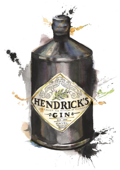 Hendrick's Gin Bottle created by Georgina Luck Illustration