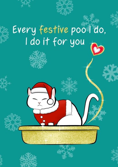 Festive Poo For You - Santa Cat Christmas card created by Tessa Cheung