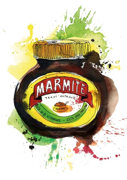Love it or Hate it! Paint splat Marmite Card created by Georgina Luck Illustration
