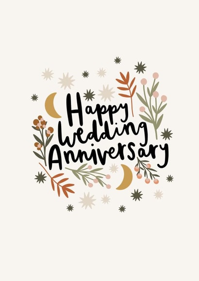 Moons and stars wedding anniversary card created by Printed Picnic