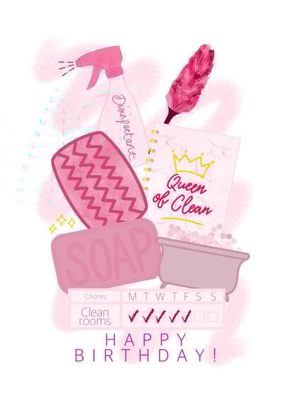 Cleaning birthday card created by Monzino Creations