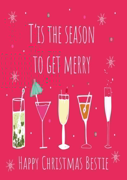 Bestie cocktail Christmas card created by Missycards