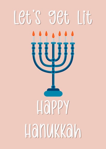 Let’s get lit funny happy Hanukkah card created by The Girl Next Draw Cards
