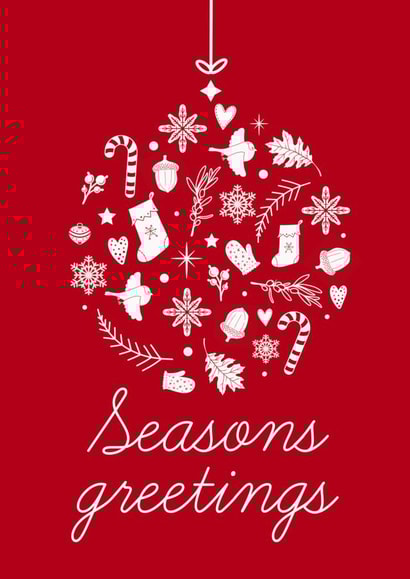 Seasons greetings bauble icon card created by The Girl Next Draw Cards