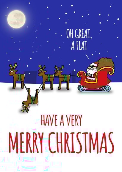 Santa's Flat Reindeer Christmas Pun created by NerdShizzle