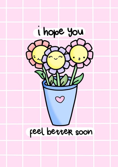 Get Well Soon cute flowers card  created by OkayDoodle