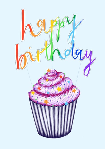 Classic Birthday Card - Cupcake - Candle created by Charlotte Nicholson Design