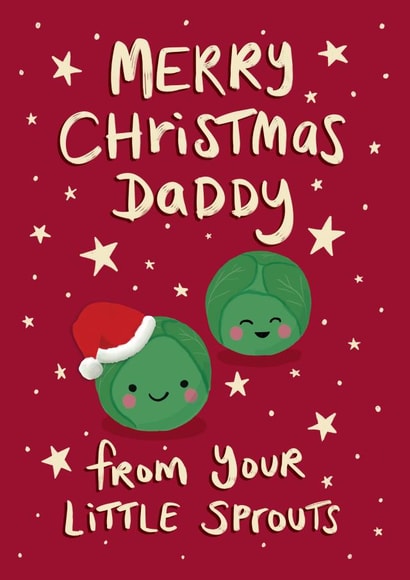 Sprouts - Cute - Love - Merry Christmas Daddy - Daddy - Stars - From your Little Sprouts - From the Kids - Christmas Card created by Tilly Bean Loves
