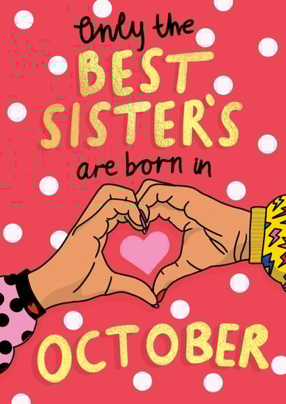 Best Sister October Birthday Card created by NICHOLA COWDERY ILLUSTRATIONS