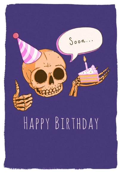 Skeleton Party Happy Birthday Card created by Quiet Forest Illustration