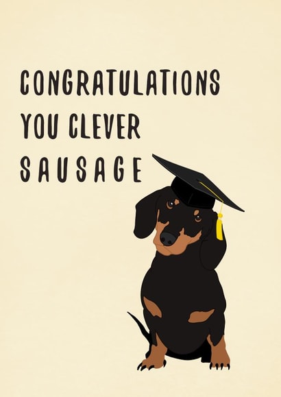 dachshund card for your new graduate - celebrate their achievements created by Artzen Island
