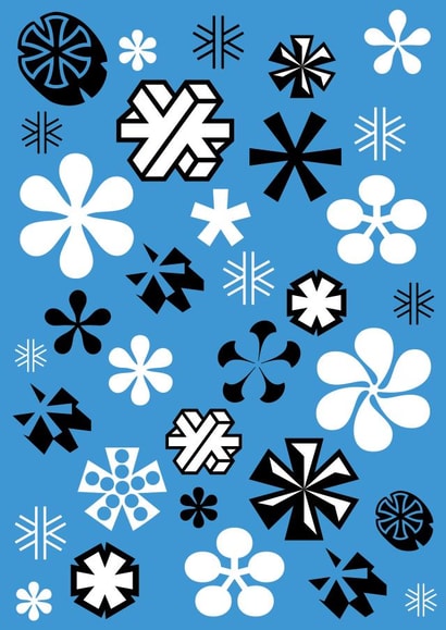 Snowing asterisk Christmas card 1002 created by Sarah Hyndman