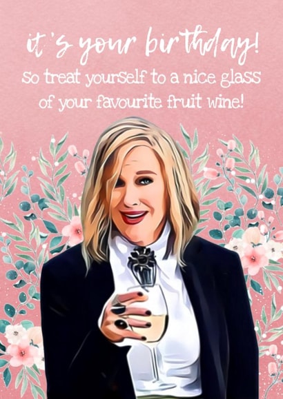 Moira rose fruit wine birthday card created by Swish & Scribble