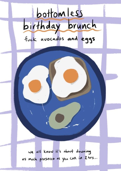 Bottomless brunch birthday card  created by Eat the Moon