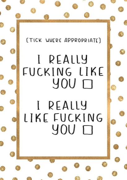 I Really Like (Fucking) You Card created by Esther the Sketcher