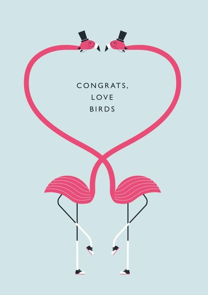 Congrats, Love Birds - Flamingo Men's card - Wedding or Engagement created by Betiobca