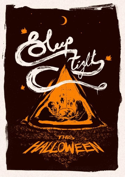 Sleept Tight Camping Halloween Card created by Quiet Forest Illustration