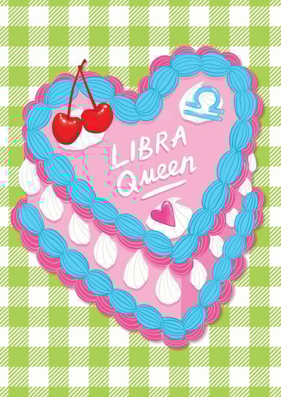 Happy Birthday Libra Queen Cake card created by The Stylist Illustrates