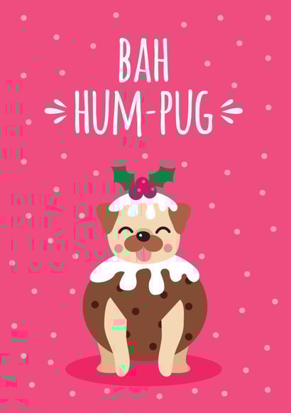 Pug dog funny Christmas card created by Blush & Blossom 