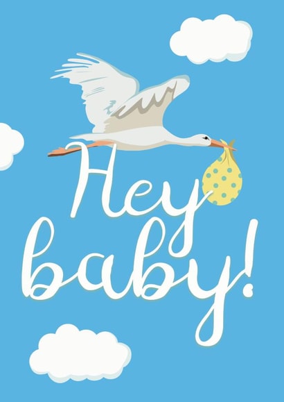 Cute Illustrated New Baby Stork Card created by whimsical AF