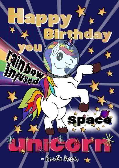 Unicorn Leslie Knope Birthday Card created by Le Carpentier Design