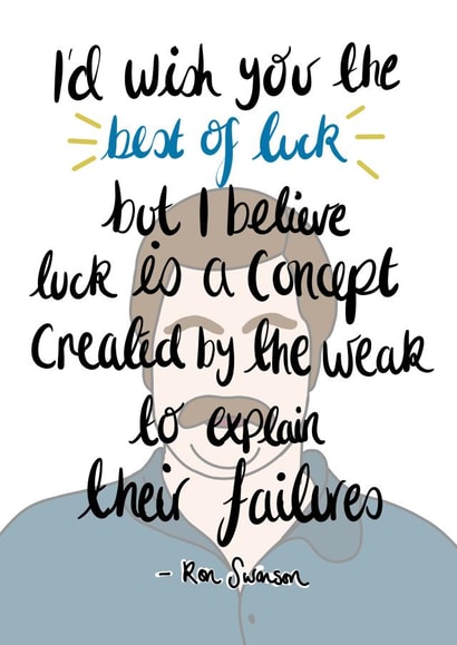 Ron Swanson good luck card created by Le Carpentier Design