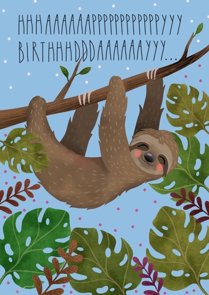 Happy birthday card with sloth created by Olga Kondyleva
