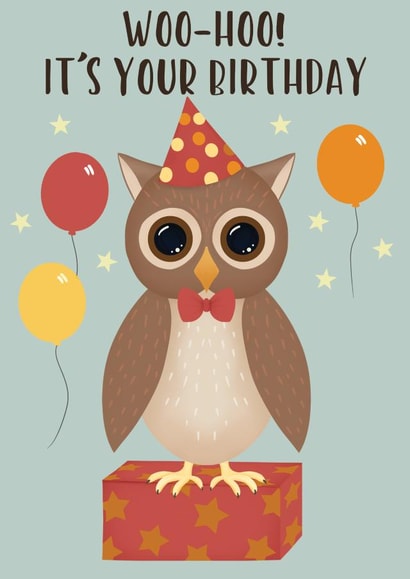 Cute Owl Happy Birthday Card created by Ostara's Attic
