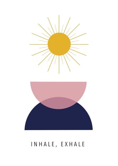 Inhale, Exhale Positive Affirmation card created by Frankie Rose Illustration
