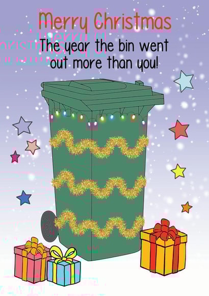 Funny Bin Merry Christmas Card created by Cheeky Chappy