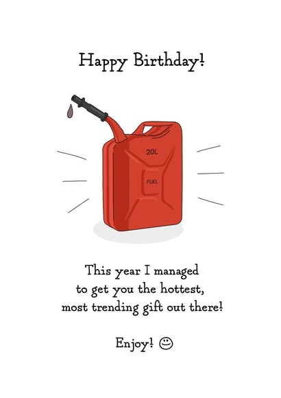 Funny fuel Birthday card! created by Evie Garnett Designs