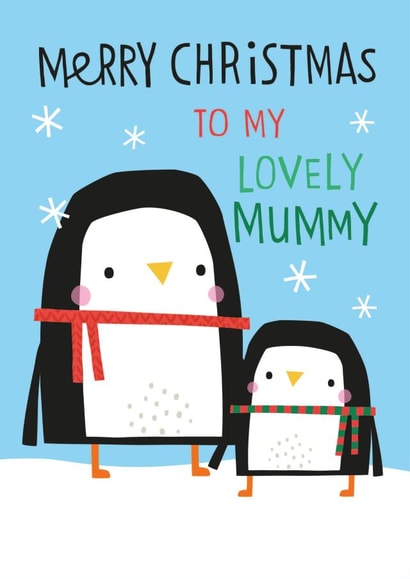 Cute penguin Mummy Christmas card. created by Dawn Machell