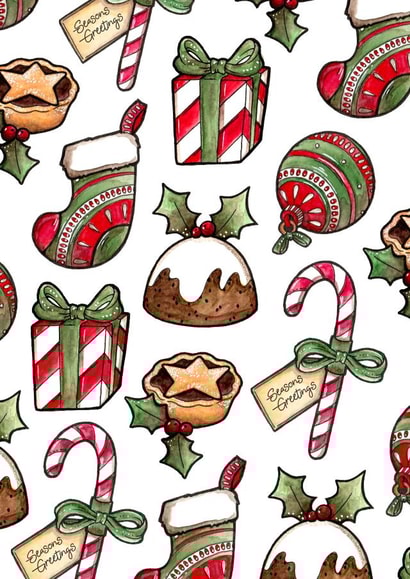 Vintage style seasons greetings created by Harriet Alice Fox