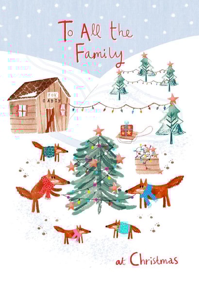 To All The Family At Christmas - Christmas Lodge - Festive - Foxes - Traditional - Family - Christmas Card created by Lindsay loves to draw