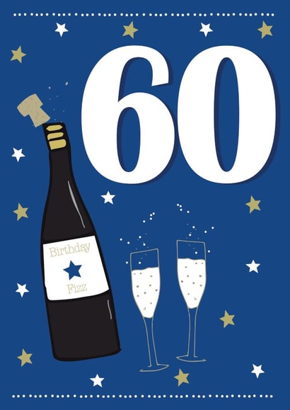 60th champagne birthday card created by Missycards